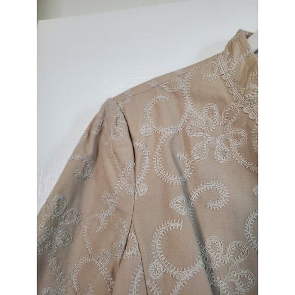 Bianca Nygard Embroidered Cotton Lined Accent Floral Buttons Art Jacket, Size 14 - Picture 5 of 14